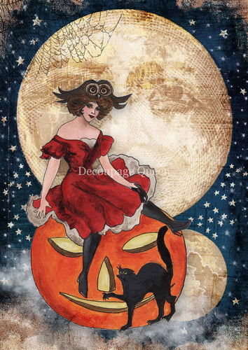 Vintage Witch Rice Paper by Decoupage Queen, Halloween