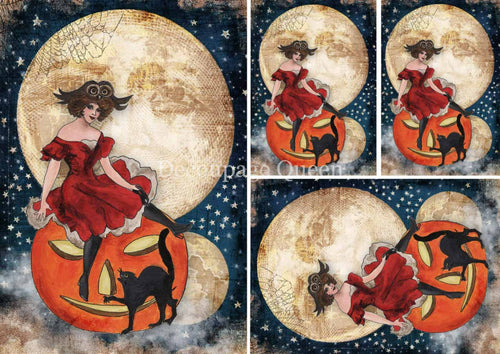 Vintage Witch Minis Rice Paper by Decoupage Queen, A4, A3
