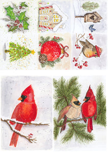 Old to Ooh Lala-Victoria's Christmas Birds, Rice Paper by Decoupage Queen, A4