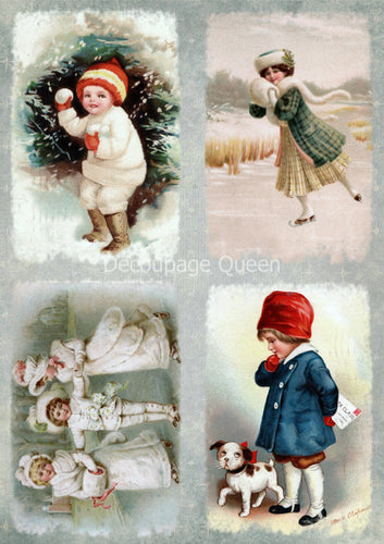 Snow Babies Rice Paper by Decoupage Queen, A4, A3