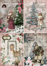 Load image into Gallery viewer, Shabby Christmas 4 Pack Rice Paper by Decoupage Queen, A4, A3