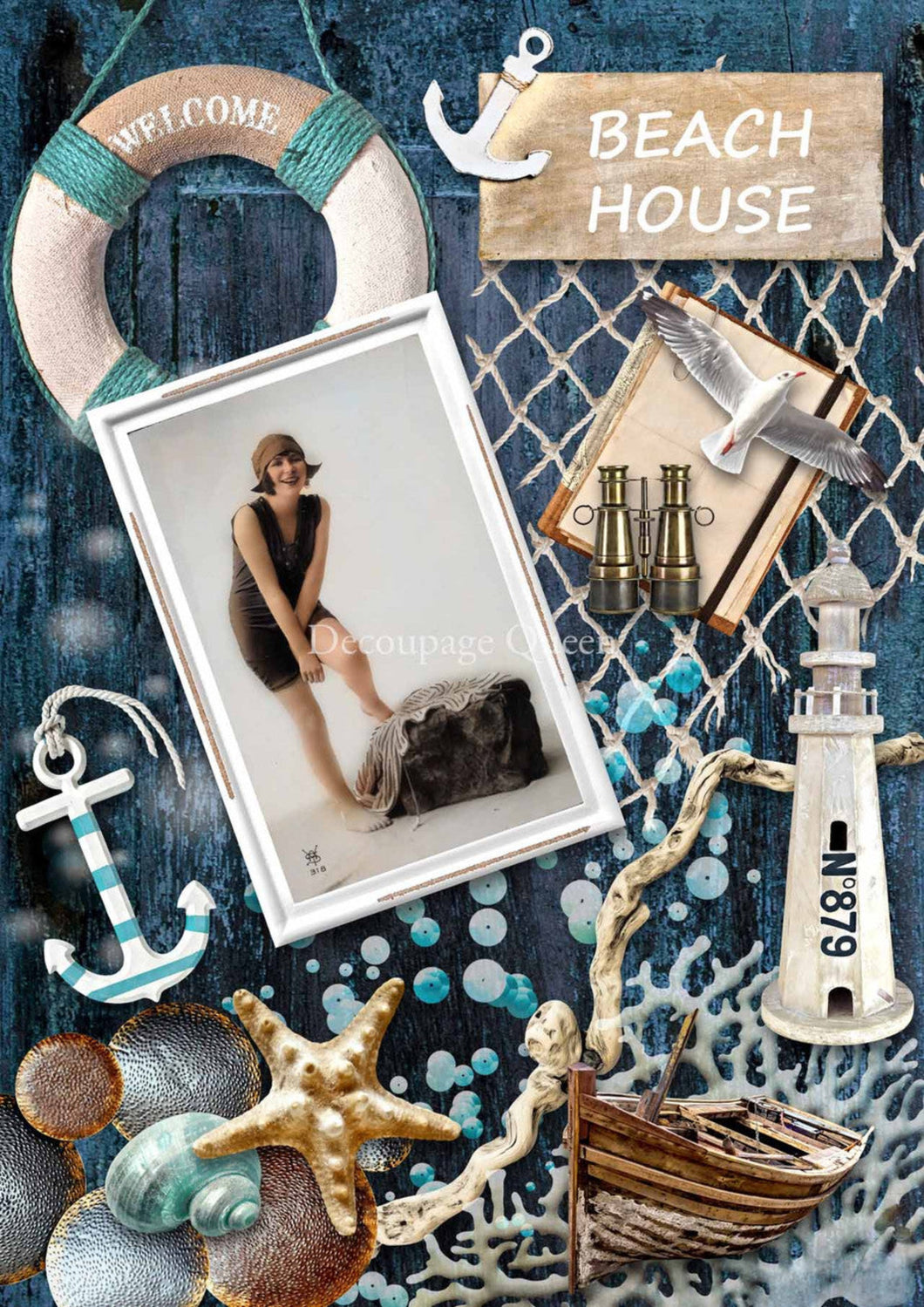 Beach House Memories Rice Paper by Decoupage Queen