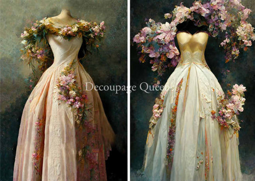 Spring Gowns Rice Paper by Decoupage Queen