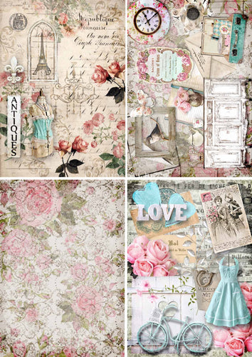 Shabby 4 Pack Rice Paper by Decoupage Queen