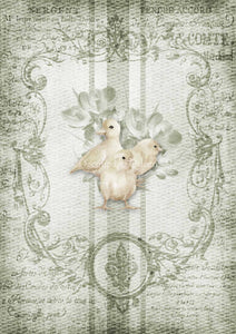Grain Sack Chicks Rice Paper by Decoupage Queen