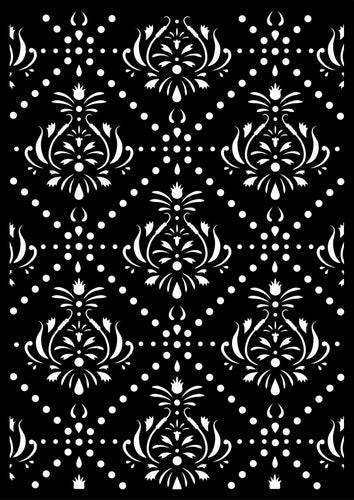 Decoupage Queen Hobbilicious Damask Tiles Stencil, 0003