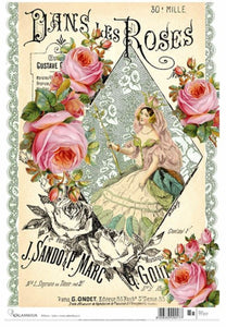 Dans Le Roses Decoupage Rice Paper by Calambour Italy