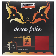 Load image into Gallery viewer, Pentart Decour Foils, Metallic Borudon, Bordeaux, 140 x 140 mm, 5 Sheets