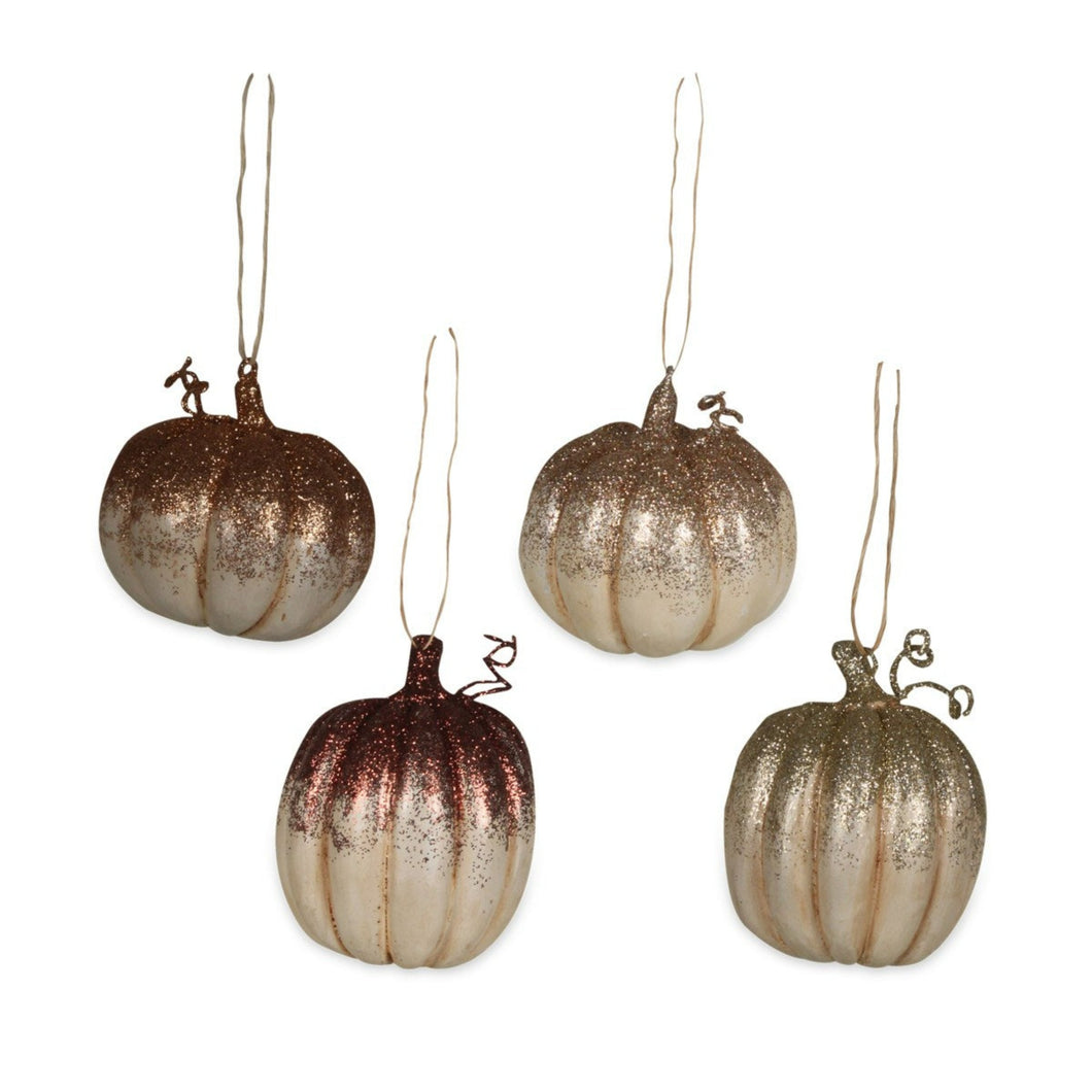 Bethany Lowe Designs Elegant Fall Pumpkin Ornaments TF8779, Set of 4