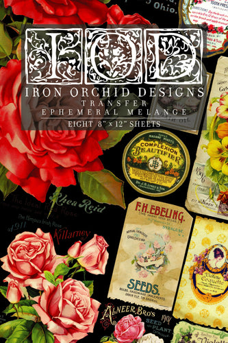IOD Ephemeral Melange Transfer, Iron Orchid Designs, 8 sheets, 8