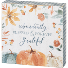 Load image into Gallery viewer, Watercolor Pumpkins Fall Decor Box Sign with Pastel Plaid Trim