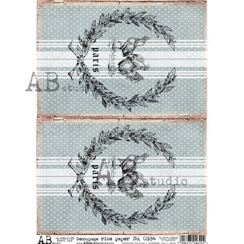 Farmhouse Chickens Grain Sack Rice Paper 0884 by ABstudio, A4