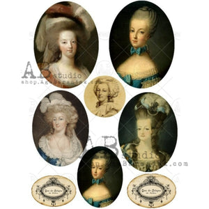 French Neoclassical Ladies Rice Paper by ABstudio, Marie Antoinette Portraits