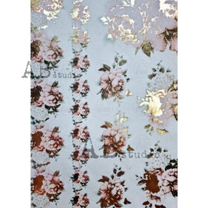 Gilded Pink Roses Decoupage Rice Paper 1068 by ABstudio, A4