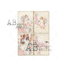 Load image into Gallery viewer, Gilded Shabby Cherubs 4 Pack Rice Paper 1027 by ABstudio, A4