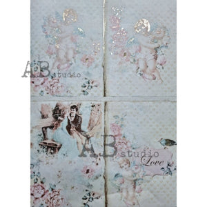 Gilded Shabby Cherubs Rice Paper by ABstudio 1027