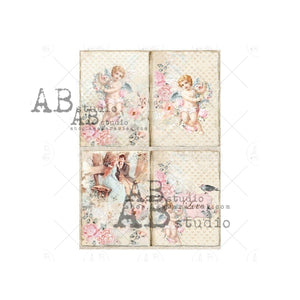 Gilded Shabby Cherubs 4 Pack Rice Paper 1027 by ABstudio, A4