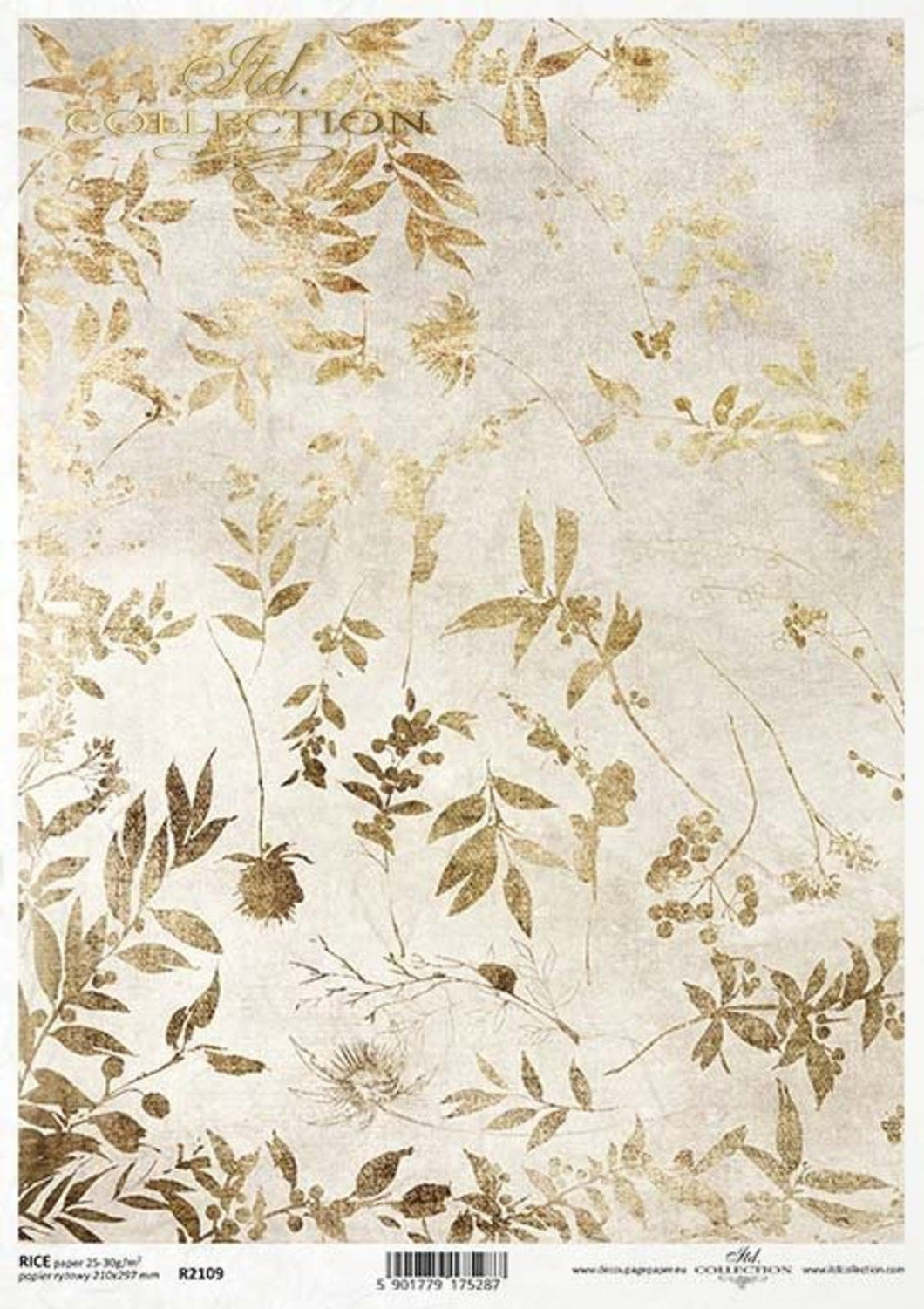 Gold Leaves on Ivory Rice Paper by ITD Collection, R2109, A4