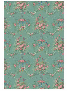 Calambour Italy Green Shabby Roses Rice Paper