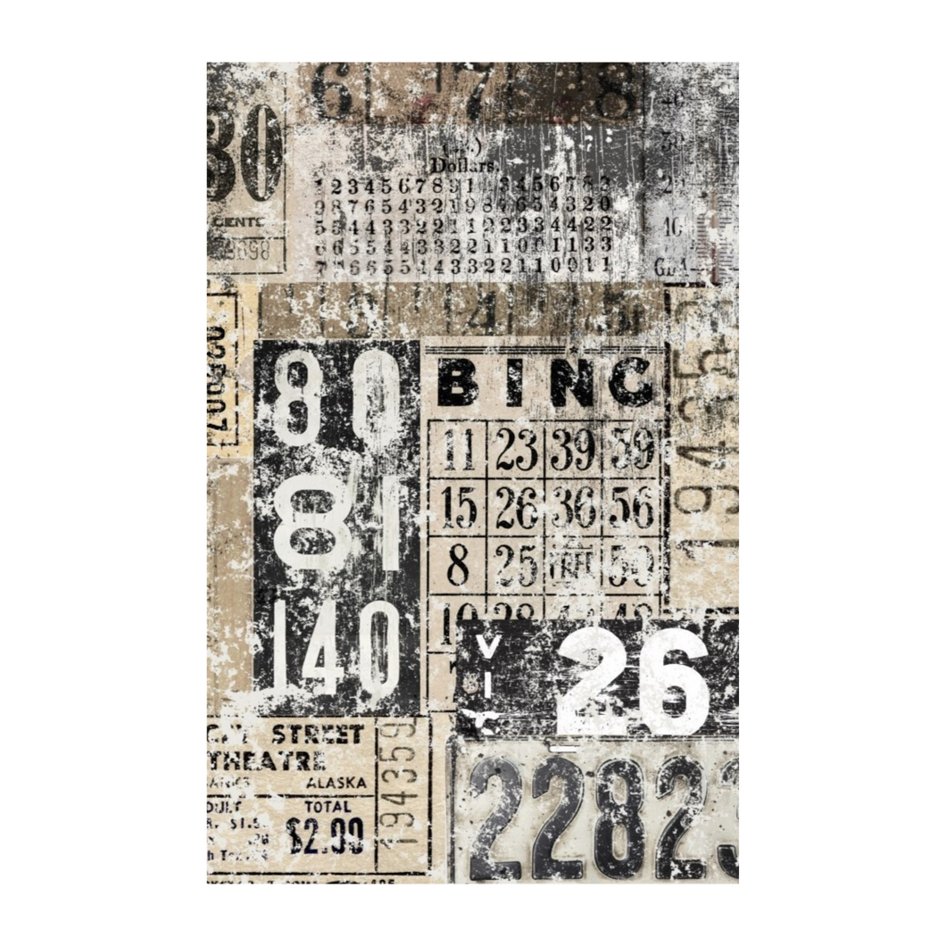 Roycycled Treasures Grunge Numbers Decoupage Paper