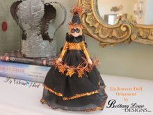 Load image into Gallery viewer, Bethany Lowe Designs Halloween Ornament Doll in Party Gown and Hat, Fall Decor