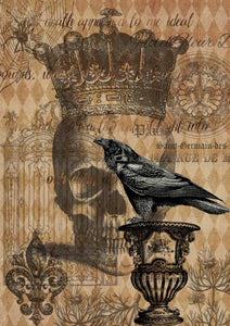 Halloween Raven with Skull and Gate Decoupage Queen Rice Paper, A4