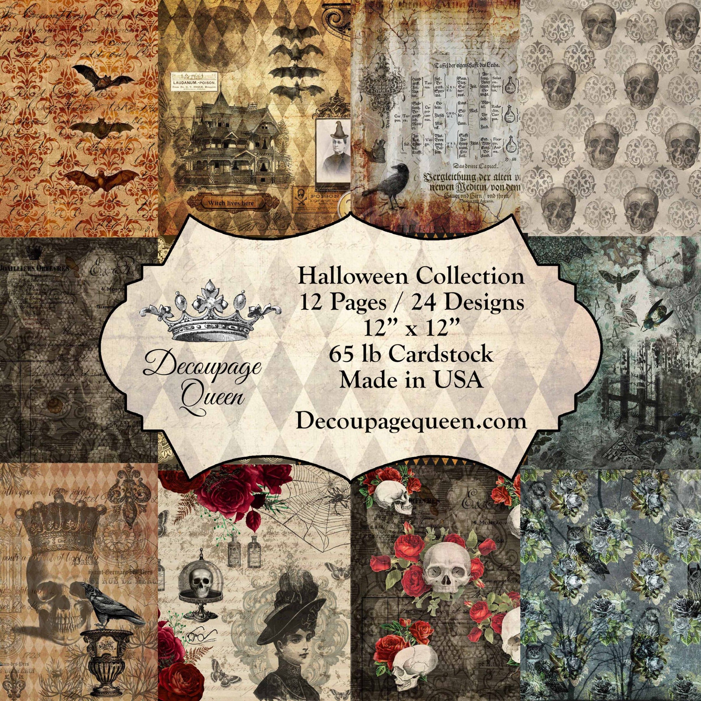 Halloween Collection Scrapbook Paper, Decoupage Queen, 24 Designs