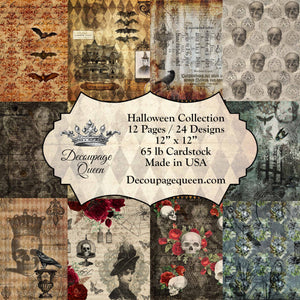 Decoupage Queen Halloween Collection Scrapbook Paper Set, 12 pages, 24 designs, 12x12, Cover