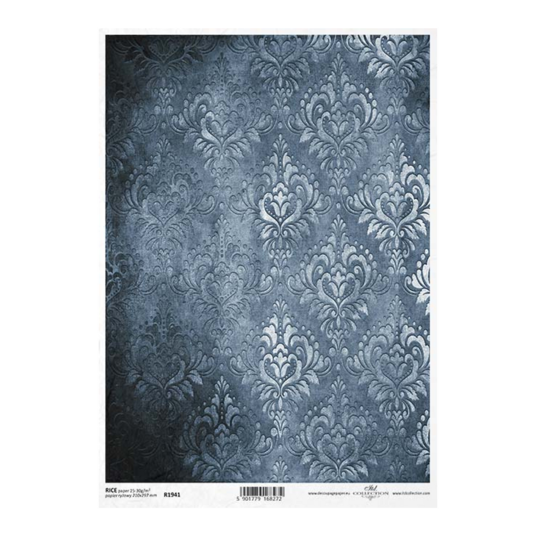 Haunted Damask 1 Rice Paper by ITD Collection, R1941, A4, Victorian, Gothic Decoupage