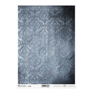 Haunted Damask 2 Rice Paper by ITD Collection, R1943, A4, Silver, Gray Damask