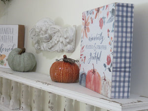 Watercolor Pumpkins Fall Decor Box Sign, Abundantly Blessed Grateful