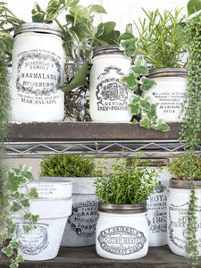 Plant Pots, Jars with Crockery Decor Stamps by Iron Orchid Designs