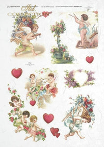 Valentines Cherubs Rice Paper by ITD Collection, R0291, A4