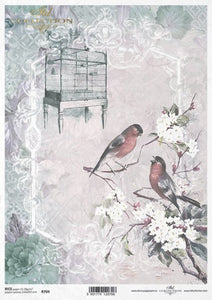 Birds with Cage R0704 Rice Paper by ITD Collection