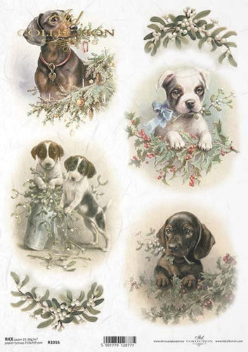 Christmas Puppies Rice Paper by ITD Collection, R1016, A4