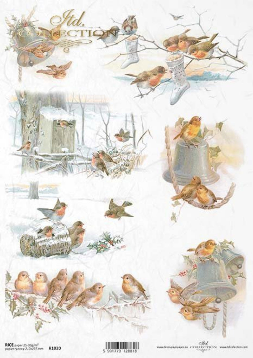 Birds' Christmas Morning Rice Paper by ITD Collection, R1020, A4