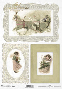 Holiday Lace Frames Rice Paper by ITD Collection, R1025, A4