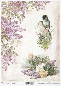 Love Birds and Lilacs R1174 Rice Paper by ITD Collection