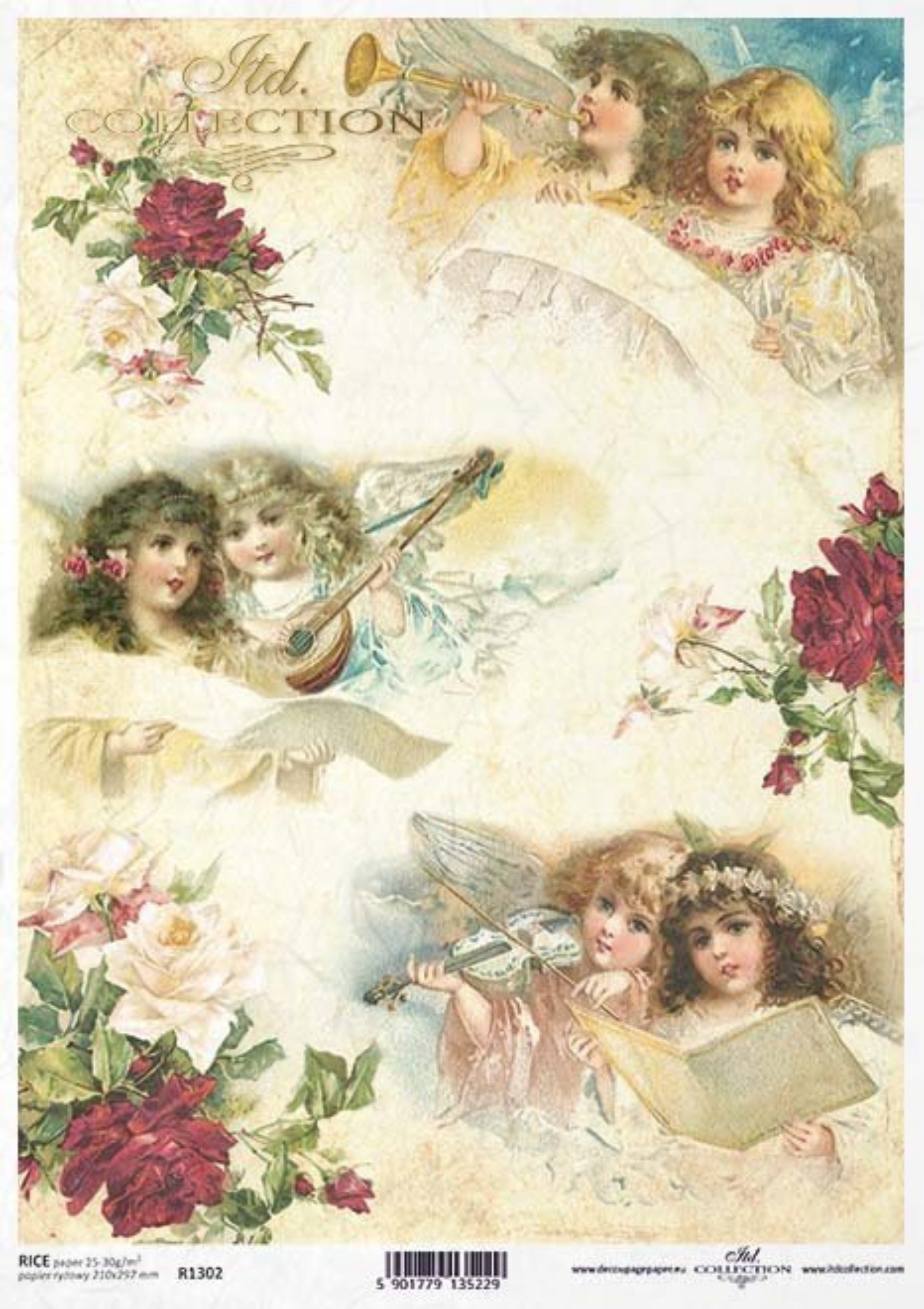 Christmas Angels and Roses Rice Paper by ITD Collection, R1302, A4 – My ...