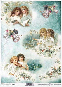Shabby Christmas Angels Rice Paper by ITD Collection, R1303, A4