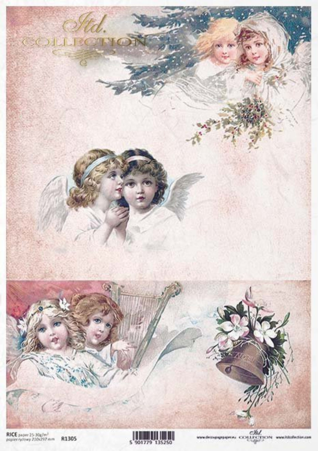 Noel Angels Rice Paper by ITD Collection, R1305, A4 – My Victorian Heart
