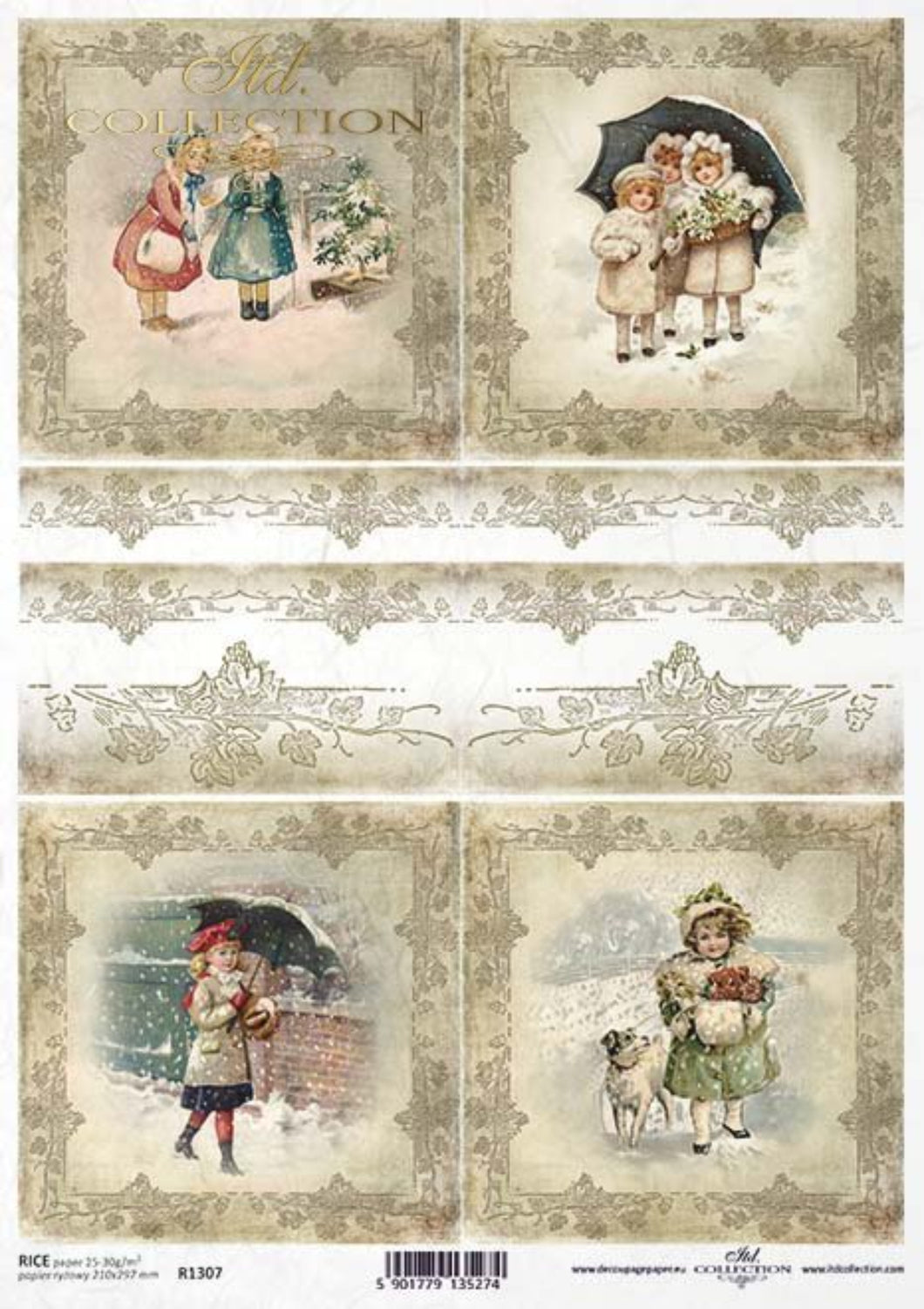 Victorian Snow Day Portraits Rice Paper by ITD Collection, R1307, A4