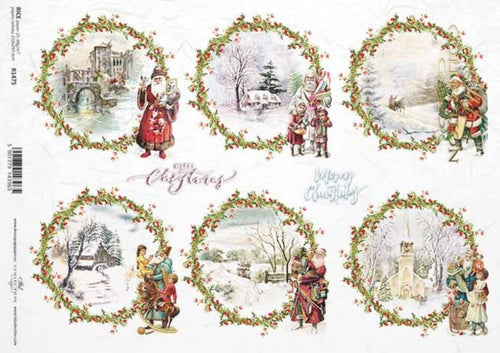 Christmas Wreaths Merry Christmas Rice Paper by ITD Collection, R1475, A4