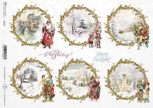 Christmas Wreaths Merry Christmas Rice Paper by ITD Collection, R1475, A4