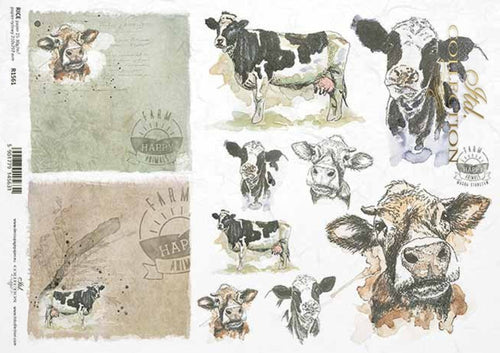 Cow Portraits R1561 Rice Paper by ITD Collection
