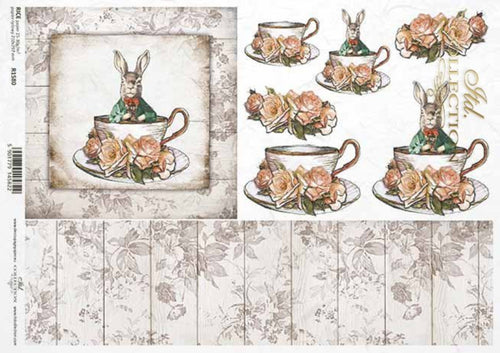 Teatime Bunnies R1580 Rice Paper by ITD Collection
