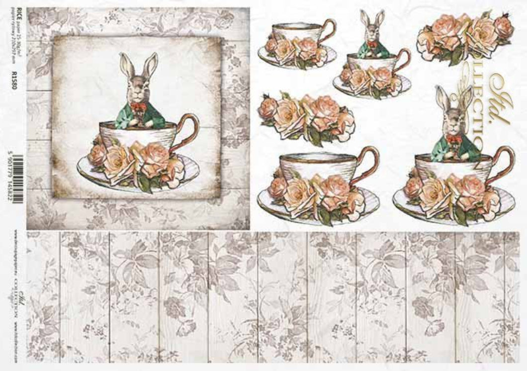 Teatime Bunnies R1580 Rice Paper by ITD Collection