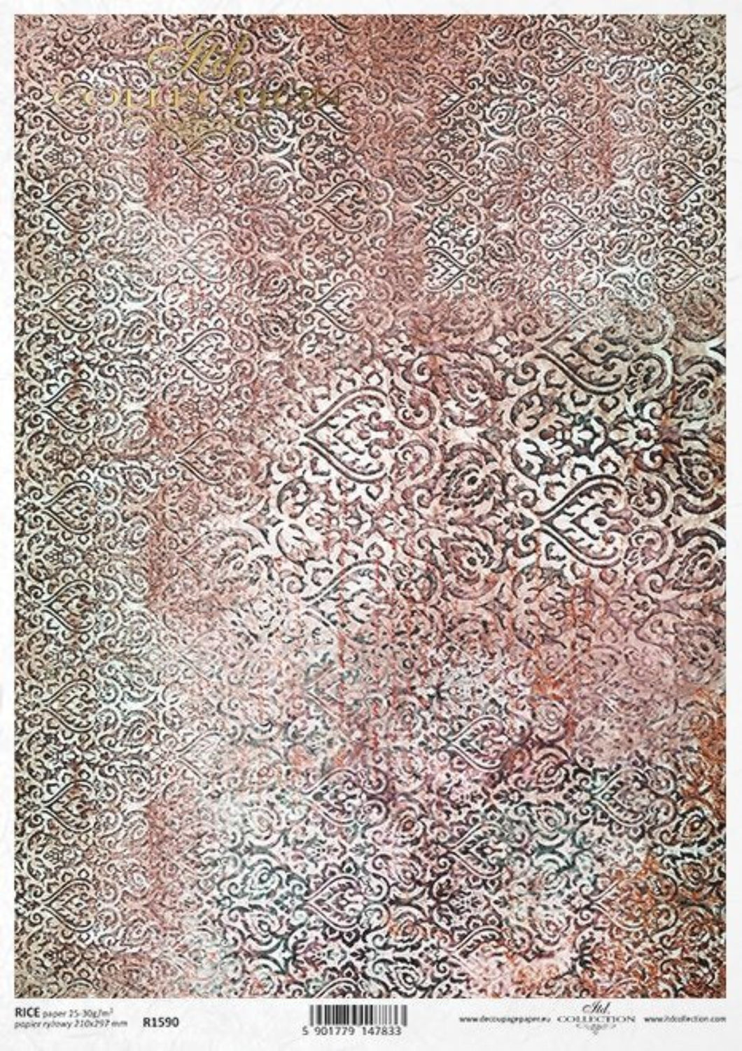 Rose Rust and Sage Patterns R1590 Rice Paper by ITD Collection