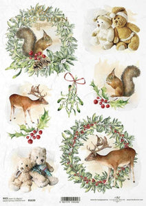 Christmas Wreaths and Mistletoes Rice Paper by ITD Collection, R1639, A4