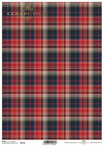 Red and Black Classic Plaid Rice Paper by ITD Collection, R1774, A4
